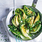 Braised Lettuce and Peas with Lemon and Chive